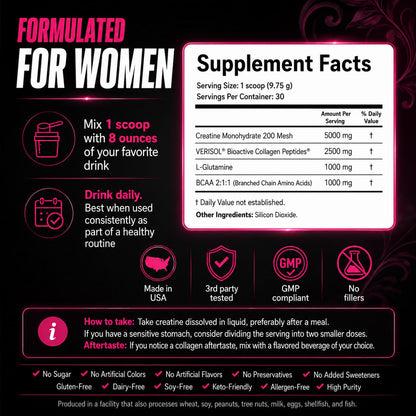 Creatine for Women – Strength, Recovery, Skin Glow & Hair Support | 30 Servings